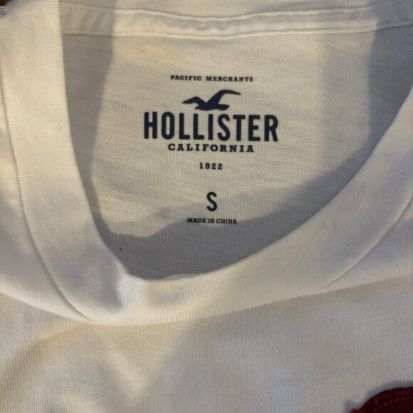 Hollister California Mens White T-Shirt With Embroidered Logo Size S - Picture 3 of 6